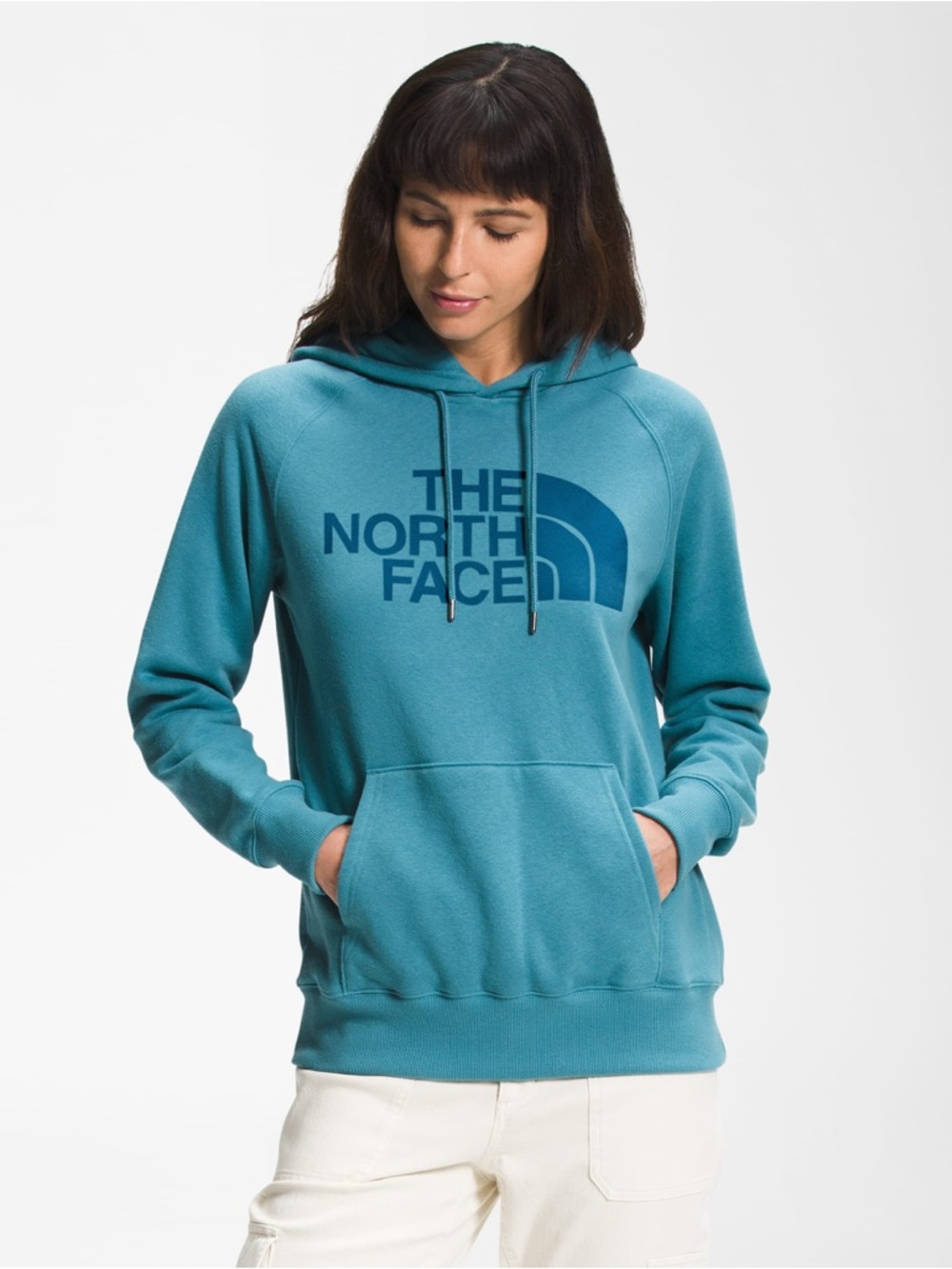 The North Face Teal Blue Pullover Hoodie with Front Logo